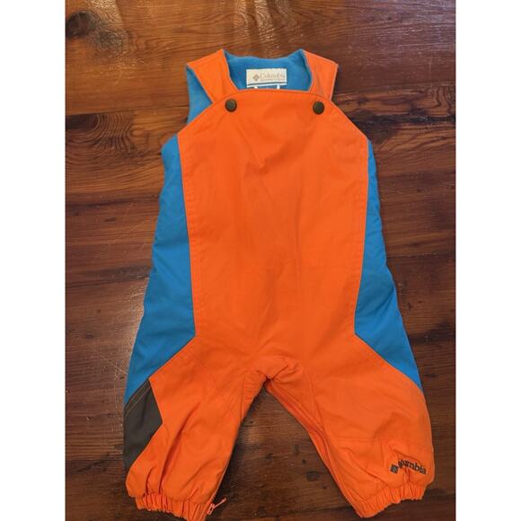 Columbia Infant Baby Fleece Lined Bibs Snowpants Sz 6 Months Omni Shield Orange - Picture 8 of 11